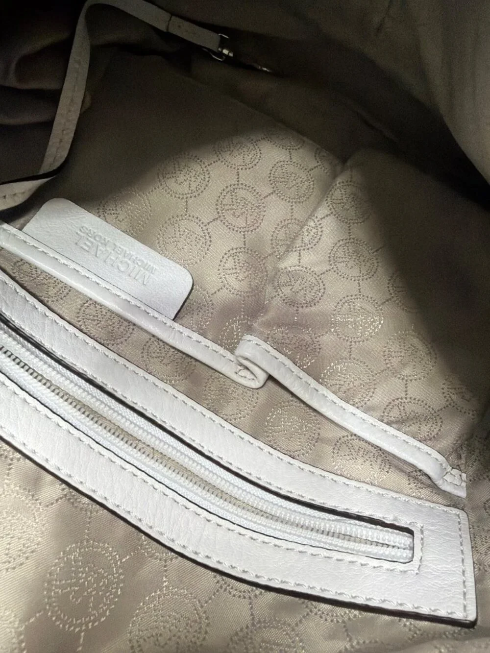 Michael Kors White Pebble Leather Large Satchel Crossbody Shoulder Bag Womens